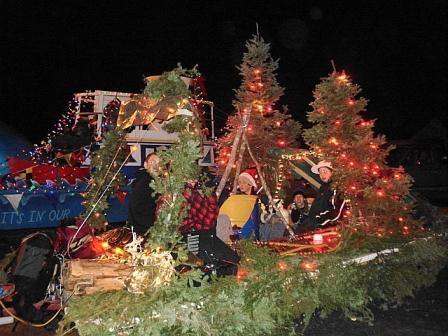 There are a lot of trees on that float